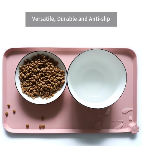 Silicone Pet Food Tray (19" x 12" / Neutral Pink)