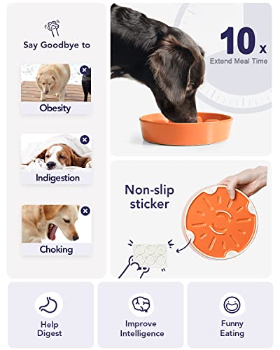 Dog Bowls Slow Feeder Ceramic (Sun Orange / M-1.5 Cups)