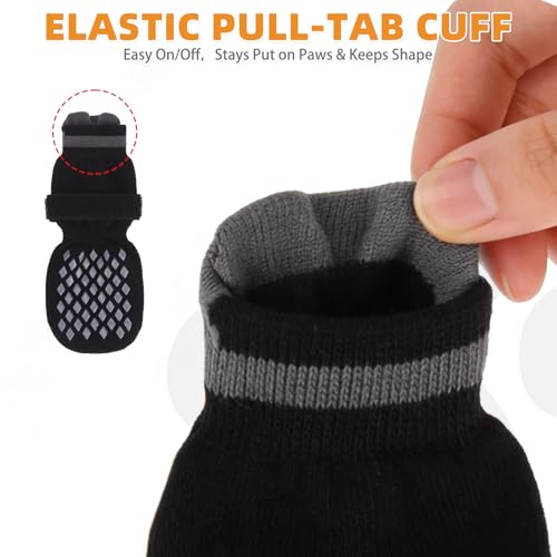 Anti Slip Dog Socks Shoes for Hot Pavement to Prevent Licking Paws Scratching (black / X‑Small (4 Pack))