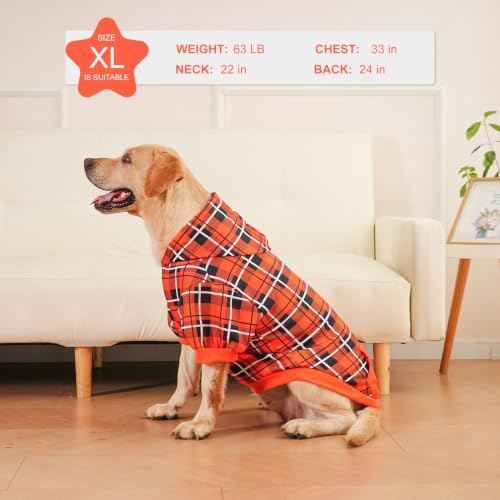 Plaid Dog Hoodie (XL-XXLarge / Orange)
