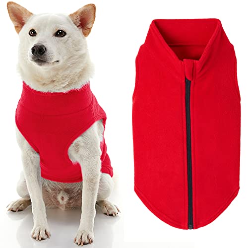 Zip Up Fleece Dog Sweater (2X-Large chest (~25.5") / Red)