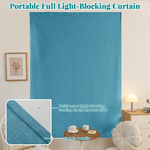 100% Blackout Adhesive Blackout Curtains (52"W x 84"L (Pack of 1) / Stone Blue)