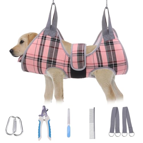 Large Dog Grooming Hammock Harness (L (Leg Spacing: 10.6-15" / Max W: 60lbs) / Pink)