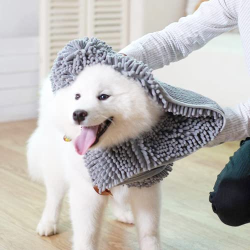 Doggy Dryer Highly Absorbent Microfiber Washable Dog Shammy Quick Drying Towel Absorber (13"x31" / Grey)
