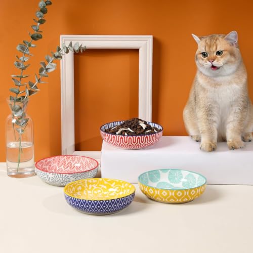 5.6 Inch Ceramic Cat Bowls (5.6 Inch, Set of 6 / Assorted Colors)