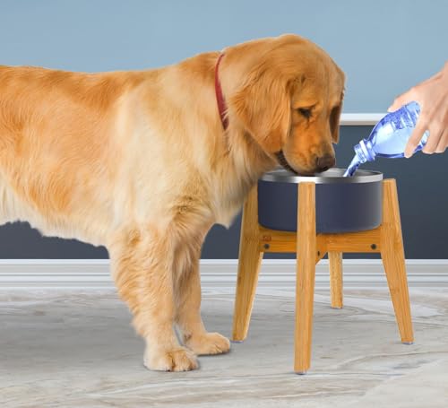 Dog Bowl Stand for Mid (Height: 12" / Width: Adj. 7"-10" / Bamboo-BM)
