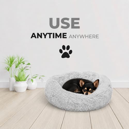 Cat Beds for Indoor Cats & Small Dog (Light-Grey / 20.00" x 20.00" x 6.00")