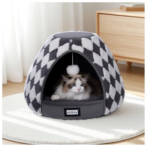 Cat Beds for Indoor Cats (21"L x 21"W x 16"Th / Dark Grey)