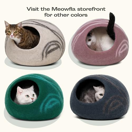 Cat Cave Merino Wool Bed for Indoor Cats (Light Gray / Large)