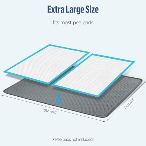 Pee Pad Holder for Dogs 40''x28'' Silicone Puppy Pee Pad Tray (Dark Grey)
