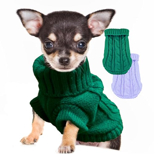 XS Dog Sweater (X-Small / Green-Purple)