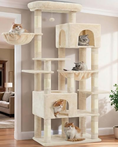 Cat Tree, 76-Inch Tall Heavy Duty Cat Tower for Big Cats HCT039M (Beige / 76.8 inch)