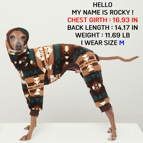 D Doggy Star Italian Greyhound Sweater Turtleneck Outfit Nordic Fleece Onesie Clothes Whippet for Dog Coat (S / Brown Nordic)
