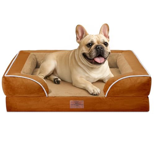 Waterproof Orthopedic Dog Bed for Medium Size Dog (30.0"L x 20.0"W x 7.0"Th / Orange)