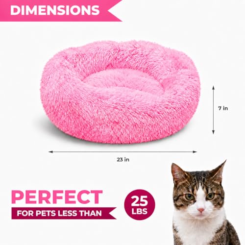Cat Beds for Indoor Cats (Gradient Pink / 23.00" x 23.00" x 7.00")