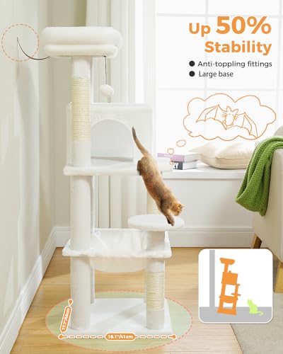 45.7" Cat Tree with Hammock (White / 45.7in)