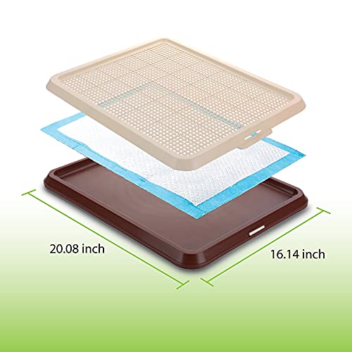 Puppy Pee Pad Holder Indoor Outdoor Dog Potty Toilet Training Tray 20" x 16" for Small and Medium Dogs (IVORY)