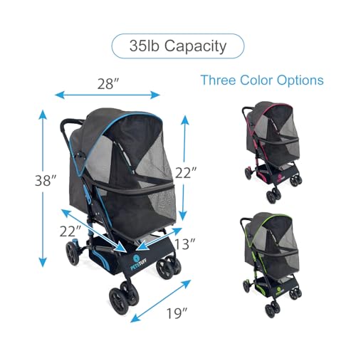 22” Buddy Buggies Foldable Pet Stroller (Blue / 22 Inch)