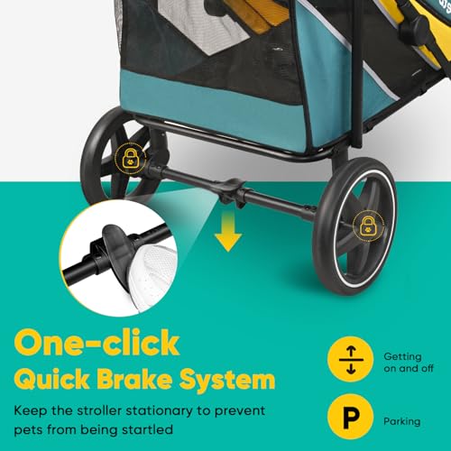 Dog Stroller for Large Medium Dogs up to 80 lbs (Green&Yellow)