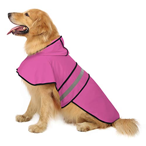 Dog Raincoat with Hood & Leash Hole S (X-Large / Pink)