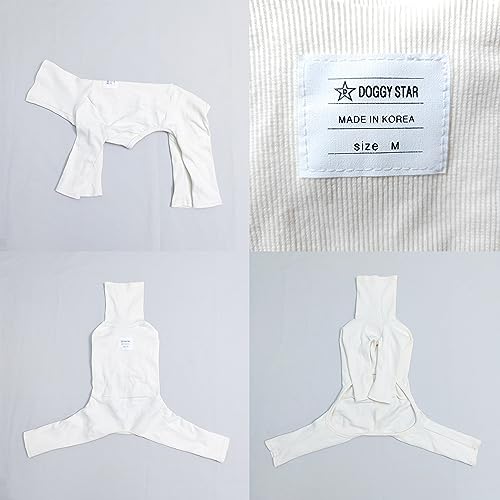 D Doggy Star Italian Greyhound Clothes Stretchable Onesie Whippet for Dog (M / Ribbed Ivory)