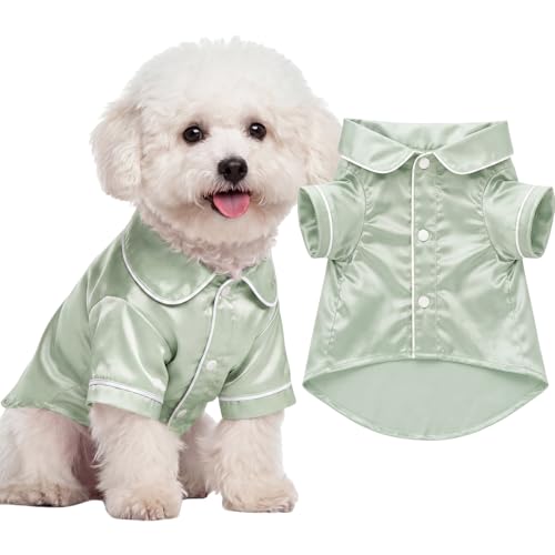 Dog Silk Pajamas Shirt Puppy Satin Pjs for Small Dog (S / Sage Green)