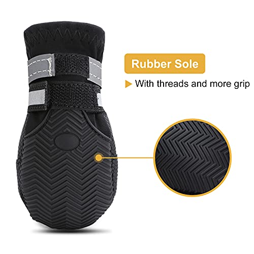 Water Resistant Dog Boots for Medium Large Dogs (Black(Waterproof) / M (Insole Width 2.2")for 30~44lb)