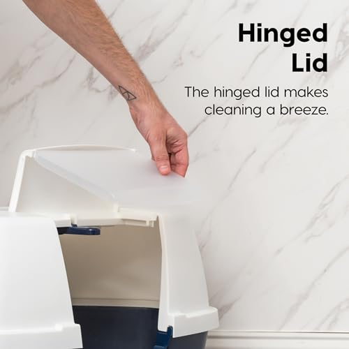 Large Corner Cat Litter Box (Corner Enclosed / Navy)
