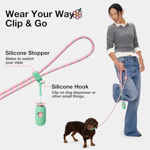 Crossbody Hands Free Dog Leash (Flora Pink)