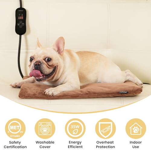 Pet Heating Pad for Cats and Dogs (Brown / M: 20" x 16")
