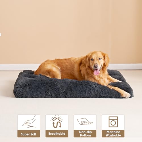 Fluffy Dog Crate Bed (Dark Grey / 44 x 33)