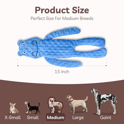 No Stuffing Dog Toys Squeaky for Large Dogs (For Small Breed / 1 Pack - Hippo)