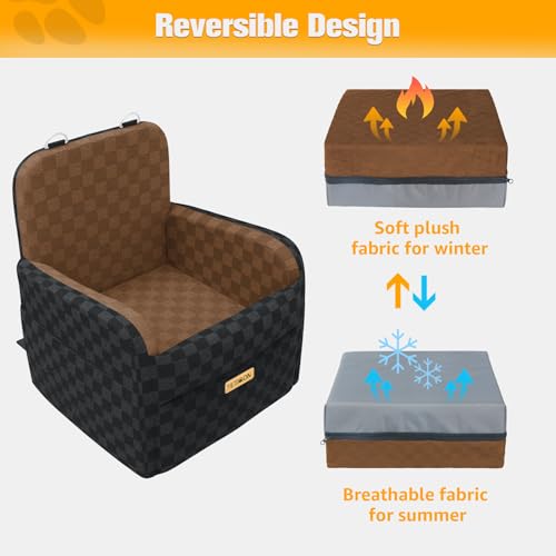 Waterproof Dog Car Seat for Small Medium Dogs (Brown / Small)