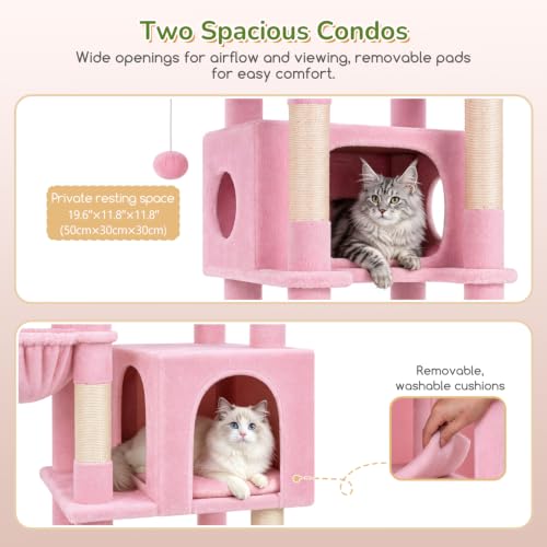 74in Pink Heavy Duty Cat Tree Tower for Indoor Large Cats (Pink / 74inch)