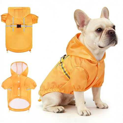 Dog Raincoats for Medium Dogs (Solid Yellow / M(Back 15", Chest 22.5", Neck 16"))