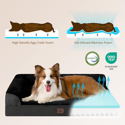 XL Dog Bed Memory Foam for Crate (Black / 41.0"L x 27.0"W x 6.5"Th)