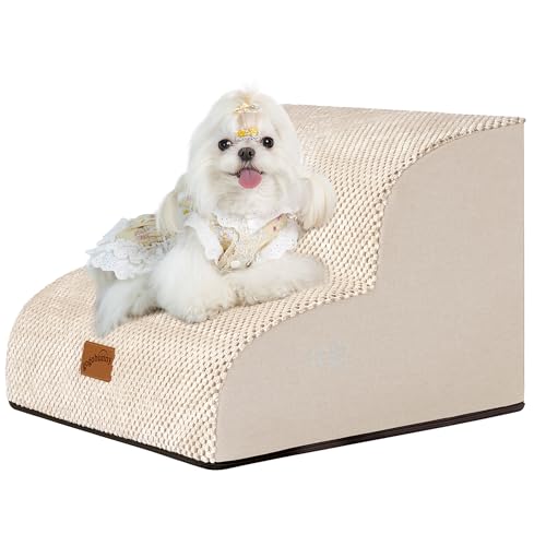 Ramp Dog Stairs for Couch Sofa and Chair 11.8" H (Beige / 2-Step (15.7"D x 15.7"W x 11.8"H))