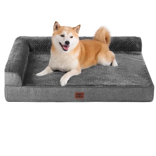 Memory Foam Dog Bed Large Size Dogs (Dark Grey / 36.0"L x 27.0"W x 6"Th)