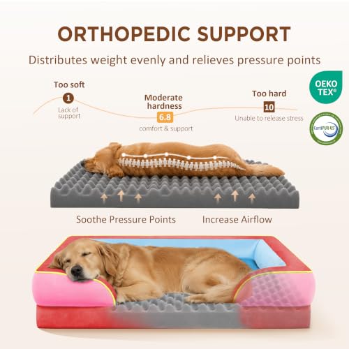 Orthopedic Dog Beds for Large Sized Dog with Bolster (36.0"L x 27.0"W x 8.0"Th / Los Angeles)
