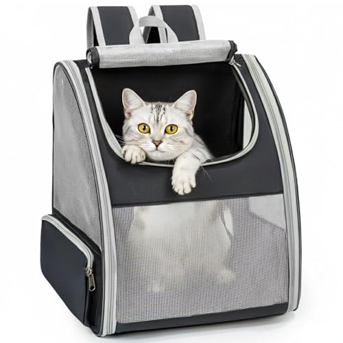 Cat Backpack Carrier for Small Dogs and Cats Fit Up to 15 Lbs (Grey)