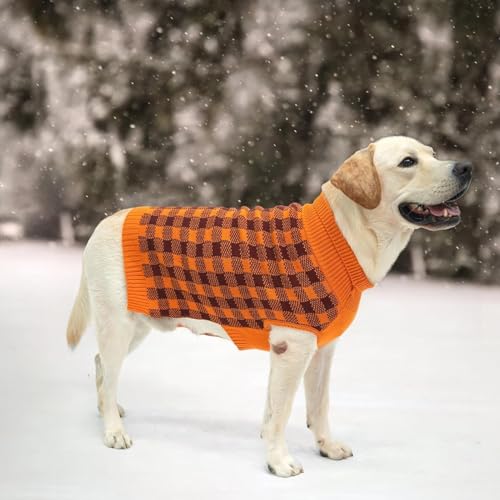 Dog Sweaters for Large Medium Small Dogs (M/L - Chest 25", Back 18" / Orange)