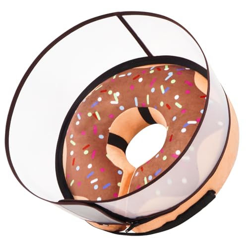 Inflatable Dog Cone Collar with Detachable Enhanced Anti (Brown / M（neck 8"-11"）)