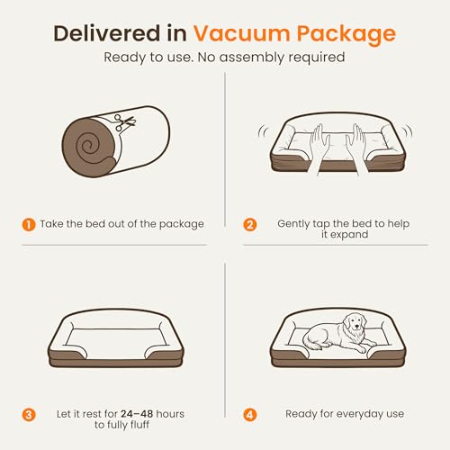 Orthopedic Dog Bed for Medium Dogs (Light Grey / 35.0"L x 25.0"W x 7.0"Th)