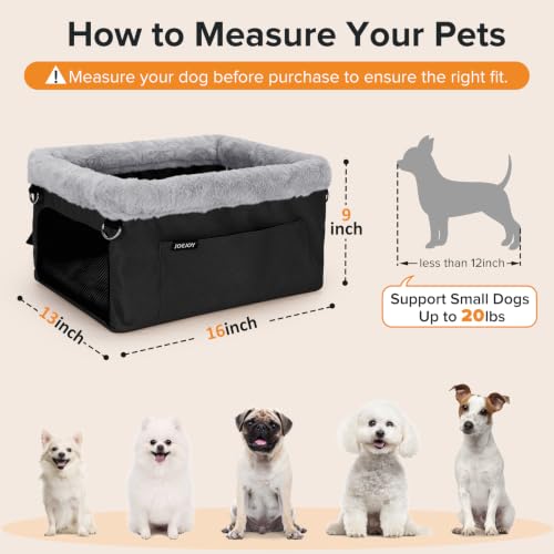 Deluxe Dog Booster Seat with Sturdy Metal Frame and Safety Leash for Small Pets up to 20 lbs (Black)