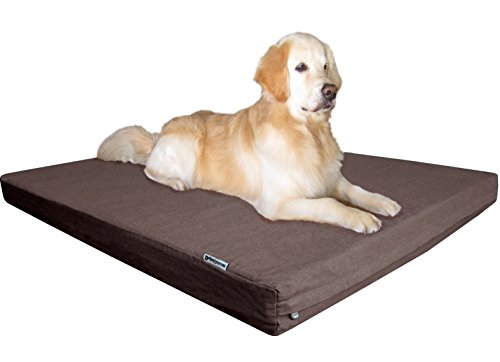 Orthopedic XXL Memory Foam Dog Bed for Large Pet (XXL 55" Length X 37" Width / Denim in Brown)