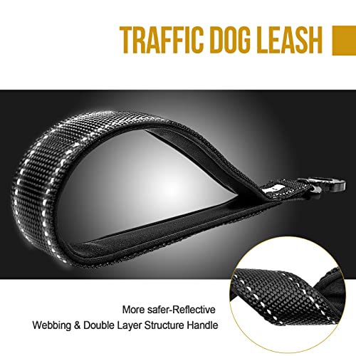 Bolt Short Traffic Dog Leash for Small Medium Large Dogs (S / Black)