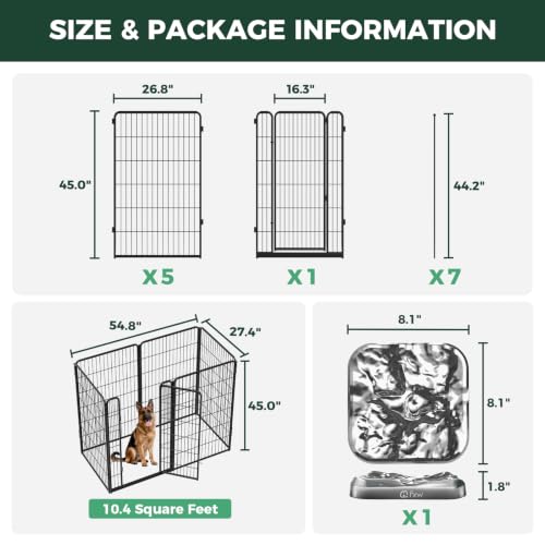 Homeplus Indoor Dog Playpen with Lick Mat (Black / 45"H)