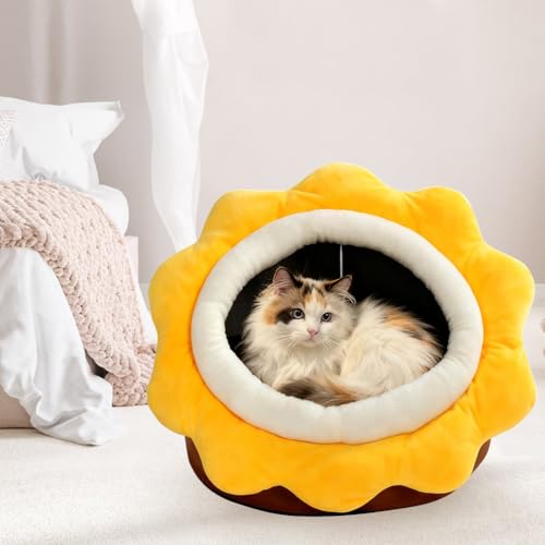 Cat Beds for Indoor Cats (Sunflower Brown / L)