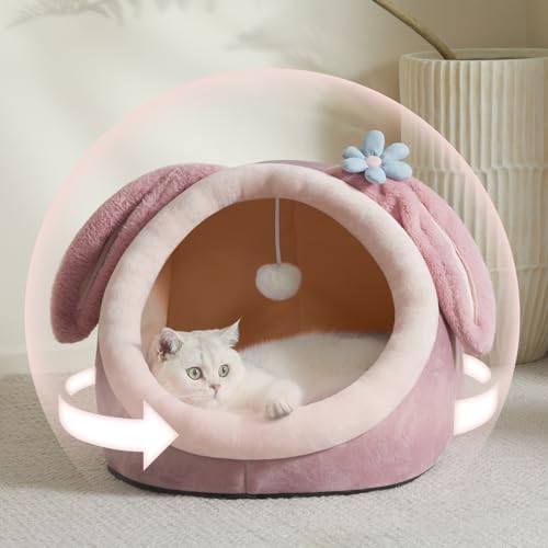 Cute Cat Bed for Indoor Cats (Large / Pink purple)