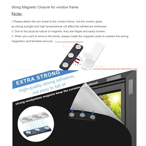 100% Blackout Curtains Blinds Portable Magnetic Window Shades Cover for Any Size